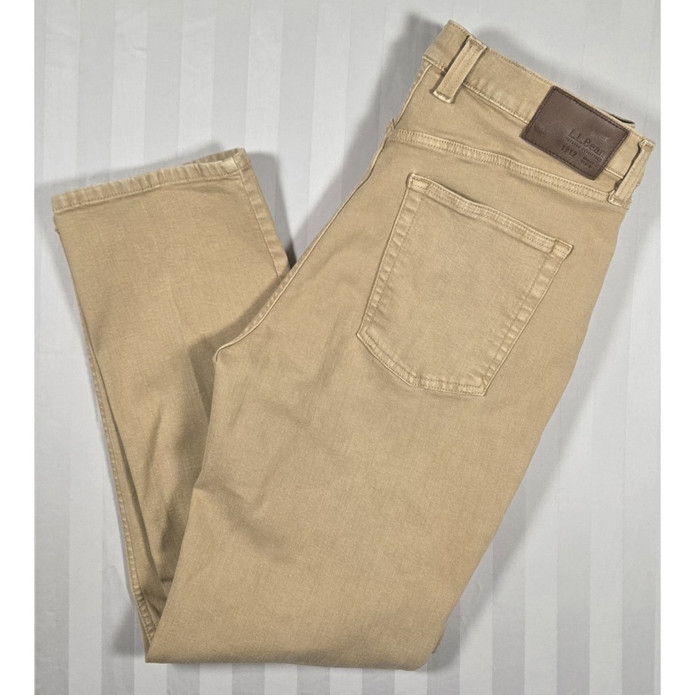 L.L. Bean BeanFlex Pants Mens 35x29 Tan Classic Fit Stretch 1912 Denim